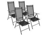 Gartenstuhl VCM "4er Set Gartenstuhl klappbar Klappsessel Alu", schwarz, Obermaterial: 100% Metall MT., Stühle, Gartenstuhl