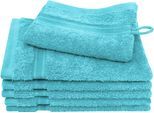 Waschhandschuh DYCKHOFF "Siena", blau (aqua), B:16cm L:21cm, Frottier, Waschlappen, Waschhandschuh, mit Bordüre
