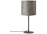 PACO HOME Tischleuchte "Luca Pillar", schwarz, Ø 18cm H: 36,5cm, Leuchten, Nacht Schlafzimmer Mit Stoffschirm Retro, Tischleuchte
