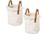 Organizer CREATIV HOME "Weihnachtsdeko", beige (creme), H:20cm Ø:20cm, Polyester, Aufbewahrungsboxen, Organizer, mit Kunstfellrand und Henkel, Höhe 20 cm, auch als Übertopf geeignet