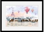 Bild QUEENCE "Heißluftballon in Frankreich", bunt (farbe rahmen: schwarz, farbe bild(er): bunt), B:60cm H:50cm, Acrylglas, Holz, Papier, Bilder, Bild, HD Premium Poster-Druck inkl. Holzrahmen
