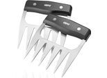 Fleischgabel GEFU "BBQ", silber (silberfarben, schwarz), B:10,5cm, Edelstahl, Kunststoff, Fleischgabeln, Fleischgabel, ergonomisch geformte Griffe für einen perfekten Halt, 2-teilig