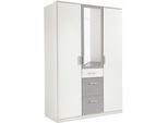 Kleiderschrank WIMEX "Joker", grau (weiß, betonfarben lichtgrau), B:135cm H:199cm T:59cm, Schränke, Kleiderschrank, wahlweise mit Spiegel