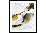 Bild QUEENCE "Tweety", grau (farbe rahmen: schwarz, farbe bild(er): grau, gold), B:50cm H:70cm, Acrylglas, Holz, Papier, Bilder, Bild, HD Premium Poster-Druck inkl. Holzrahmen
