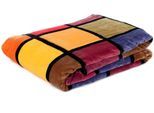 Wohndecke GÖZZE "Antigua", orange (orange, rot), B:150cm L:200cm, Polyester, Wohndecken, Wohndecke, mit modernem Karo, Kuscheldecke, 150x200 cm