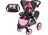Puppen-Zwillingsbuggy BAYER "Twin Star, schwarz", schwarz, Puppenwagen, KinderB:41cm H:60cm T:68cm, Kunststoff, Metall, Stoff, Puppen-Zwillingsbuggy, mit Wickeltasche, B:41cm H:60cm T:68cm