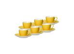 Tasse RITZENHOFF & BREKER "Espressotassen und -untertassen Doppio 80 ml 6er Set", gelb, 12 tlg., Porzellan, Trinkgefäße, Tasse