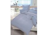 Kissenbezug JANINE "Modernclassic", blau (marine), B:80cm L:80cm, Mako-Satin, Obermaterial: 100% Baumwolle, Kissenbezüge, Kissenbezug, mit Streifen