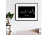 Bild QUEENCE "London Skyline", schwarz (farbe rahmen: schwarz, farbe bild(er): schwarz), B:40cm H:30cm, Acrylglas, Holz, Papier, Bilder, Bild, HD Premium Poster-Druck inkl. Holzrahmen