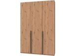 Kleiderschrank WIMEX "Mugano,in 5 Breiten,2 Höhen,2 Tiefen, viele Farben, Made in Germany", schwarz (artisan, eiche nachbildung, griffe schwarz), B:135cm H:208cm T:40cm, Holzwerkstoff, Schränke, Kleiderschrank, mit langen Griffen aus Metall, mit oder ohne Spiegel