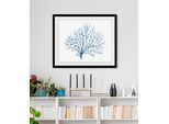 Bild QUEENCE "Cody", blau (farbe rahmen: schwarz, farbe bild(er): blau), B:50cm H:40cm, Acrylglas, Holz, Papier, Bilder, Bild, HD Premium Poster-Druck inkl. Holzrahmen