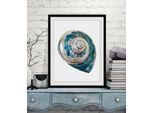 Bild QUEENCE "Lukas", blau (farbe rahmen: schwarz, farbe bild(er): blau), B:40cm H:50cm, Acrylglas, Holz, Papier, Bilder, Bild, HD Premium Poster-Druck inkl. Holzrahmen