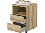 Rollcontainer HOME AFFAIRE "Agapi", braun (eiche grand natural), B:40cm H:62cm T:40cm, ABS-Kunststoff, Holzwerkstoff, Rollwagen, Rollcontainer, Bürocontainer im modernen Design, 40x40x62 cm, 2 Schubkästen