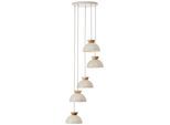 BRILLIANT Pendelleuchte "Nalam", beige (natur, beige), 5, Ø 45cm, 1 Stk., Leuchten, 166 x 45 cm, E14, kürzbar, Metall/Holz, natur/beige, Pendelleuchte