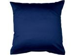 Kissenbezug JANINE "Colors Mako Satin", blau (marine), B:50cm L:50cm, Mako-Satin, Obermaterial: 100% Baumwolle, Kissenbezüge, Kissenbezug, mit Reißverschluss, uni Kissenhülle, feinfädig, 100% Baumwolle
