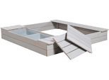 Sandkasten ROBA "Outdoor+", grau, Sandkästen, Kinder, B/H/L: 125cm x 17,5cm x 120cm, Kunststoff, Massivholz, Sandkasten, 2 Spielwannen und 4 abnehmbaren Sitzplätzen, HxBxT: 17,5x125x120 cm, B:125cm H:17,5cm L:120cm T:120cm