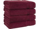 Handtuch Set HAMMETEX "4er Set Handtücher 50x100 cm, 100% Baumwolle, Weich & Saugstark", bordeaux, B:50cm L:100cm, Frottier, Baumwolle, Handtücher, Handtuch Set, mit Bordüre, einfarbig, weich