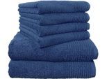 Handtuch Set DYCKHOFF "Brillant", blau, 6 Stk., Walkfrottee, Walkfrottee, Obermaterial: 100% Baumwolle, Handtuch-Sets, Handtuch Set, mit Streifenbordüre;4 Handtücher (50x100cm), 2 Duschtücher (70x140cm)
