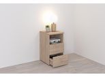 Nachtkonsole FMD "Suva", braun (struktureichefarben hell), B:35cm H:60cm T:40cm, Holzwerkstoff, Sideboards, Nachtkonsole, Nachttisch m. 2 Schubkästen und offenem Fach