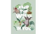 Bild KOMAR "Jungle Book Keep the Wild", bunt (farbe bild(er): bunt), B:50cm H:70cm, Holz, Papier, Bilder, Bild, Wandbild zur Dekoration im Kinderzimmer - ohne Rahmen