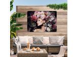 Poster REINDERS "Frau mit Blumenhut", rosa (farbe bild(er): rosa), B:140cm H:100cm T:0,1cm, Leinwand, Bilder, Poster, leichtes und wasserfestes Gartenposter für den Außeneinsatz