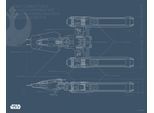 Bild KOMAR "Star Wars EP9 Blueprint Y-Wing", schwarz-weiß (farbe bild(er): schwarz, weiß), B:50cm H:40cm, Holz, Papier, Bilder, Bild, Wandbild zur Dekoration im Kinderzimmer - ohne Rahmen