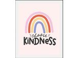 Bild QUEENCE "Choose Kindness", schwarz (farbe rahmen: schwarz, farbe bild(er): schwarz), B:40cm H:50cm, Acrylglas, Holz, Papier, Bilder, Bild, gerahmt