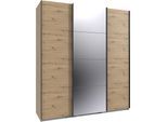 Kleiderschrank WIMEX "Mugano, Made in Germany, Lieferung bis in Deine Etage und Stellort", schwarz (artisan, eiche nachbildung, griffe schwarz), B:180cm H:208cm T:65cm, Holzwerkstoff, Schränke, Kleiderschrank, 3 Schwebetüren, große Größen, mit oder ohne Spiegel, Metallgriffe