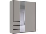 Schwebetürenschrank WIMEX "Stade, B: 168cm, inkl. Spiegel und von außen bedienbaren Schubladen", saharagrau, absetzung grafit, B:168cm H:198cm T:63cm, Holzwerkstoff, Schränke, Schwebetürenschrank, erhältlich in verschiedenen Farben