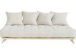 Daybett KARUP DESIGN "Senza, Sofa, mit Futonmatratze, minimalistisch, massives Kiefernholz", beige (natural, klarlackiert), B:200cm H:85cm L:90cm, Daybetten, Daybett, Handgefertigt, skandinavisches Design, vielseitig, schlichter Stil