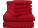 Handtuch Set DYCKHOFF "Brillant", rot (kirsche), 6 Stk., Walkfrottee, Walkfrottee, Obermaterial: 100% Baumwolle, Handtuch-Sets, Handtuch Set, mit Streifenbordüre;4 Handtücher (50x100cm), 2 Duschtücher (70x140cm)