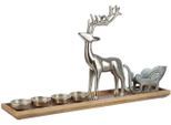 Kerzenständer GILDE "Adventsleuchter 4flm., H.37 cm", silber (silberfarben), B:64cm H:37cm T:13cm, Aluminium, Kerzenhalter, Kerzenständer