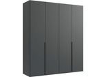 Kleiderschrank WIMEX "Mugano,in 5 Breiten,2 Höhen,2 Tiefen, viele Farben, Made in Germany", grafit, griffe schwarz, B:180cm H:208cm T:58cm, Holzwerkstoff, Schränke, Kleiderschrank, mit langen Griffen aus Metall, mit oder ohne Spiegel
