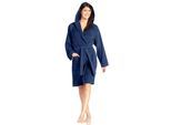 Unisex-Bademantel VOSSEN "Texas, ideal für Sauna & Spa, Hotelbademantel, Morgenmantel" Gr. S, blau (dunkelblau), L:110cm, Webvelours, Hausmäntel, Unisex-Bademantel, für Damen & Herren
