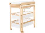 Bade- und Wickelregal ROBA "Baby Pool, natur", Baby, beige (natur), Holzwerkstoff, Wickeltische Bade- und Wickelregal, inkl. herausziehbarer Badewanne und Wickelauflage weiß