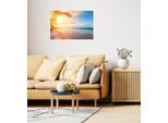 Wandsticker QUEENCE "Urlaub", gelb, B:120cm H:80cm T:0,1cm, Folie, Wandtattoos, Wandsticker, Selbstklebend, kinderleichte Anbringung, Sticker, Sonnenaufgang, Meer