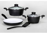Topf-Set KRÜGER "Oslo", schwarz (schwarz, weiß), Töpfe, Topf-Set, Induktion