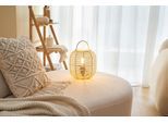 PAULEEN Tischleuchte "Boho Glow max20W Beige/Weiß 230V Metall/Rattan", beige (beige, weiß), 1, Ø 21cm H: 29,5cm, Leuchten, E27, Tischleuchte