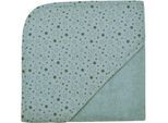 Kapuzenhandtuch WÖRNER "Sterne eisblau Kapuzenbadetuch 80/80", blau (eisblau), B:80cm L:80cm, Frottee, Frottier, Handtücher, Kapuzenhandtuch, obere Lage der Kapuze aus bedrucktem Single-Jersey