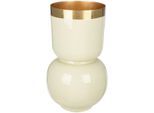 Tischvase GILDE "Vase Roro mit Goldrand", beige (creme), B:18cm H:31,5cm T:18cm Ø:18cm, Metall, Vasen, Tischvase