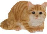 Dekofigur "Katze", gelb (gelb, weiß), B:32cm H:20,5cm T:17cm, Polyresin (Kunststein), MYFLAIR MÖBEL & ACCESSOIRES, Dekofiguren, Dekofigur, gelb/weiß getigert, Wohnzimmer