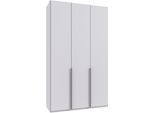 Kleiderschrank WIMEX "Mugano,in 5 Breiten,2 Höhen,2 Tiefen, viele Farben, Made in Germany", weiß (weiß, griffe alufarben), B:135cm H:236cm T:58cm, Holzwerkstoff, Schränke, Kleiderschrank, mit langen Griffen aus Metall, mit oder ohne Spiegel