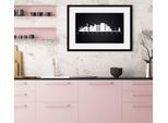 Bild QUEENCE "Düsseldorf Sehenswürdigkeiten", schwarz (farbe rahmen: schwarz, farbe bild(er): schwarz), B:70cm H:50cm, Acrylglas, Holz, Papier, Bilder, Bild, HD Premium Poster-Druck inkl. Holzrahmen