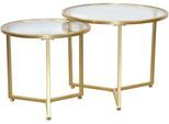 Satztisch ACTONA GROUP "Alina", gold (goldfarben, goldfarben, klarglas), B:50cm H:41cm T:50cm, Tische, Satztisch, Sicherheits-Klarglasplatte