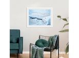 Bild QUEENCE "Henna", blau (farbe rahmen: weiß, farbe bild(er): blau), B:70cm H:50cm, Acrylglas, Holz, Papier, Bilder, Bild, HD Premium Poster-Druck inkl. Holzrahmen