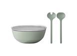 Schale MEPAL "Servierschale mit Deckel & Salatbesteck Silueta 5000 ml", grün (nordic sage), L:30,1cm, Schüsseln, Schale