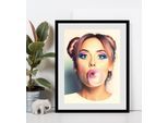 Bild QUEENCE "Bubblegum", rosa (farbe rahmen: schwarz, farbe bild(er): rosa), B:30cm H:40cm, Acrylglas, Holz, Papier, Bilder, Bild, HD Premium Poster-Druck inkl. Holzrahmen