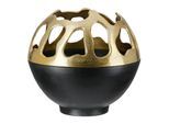 Windlicht GILDE "Windlicht Branca goldfarben; schwarz", schwarz (goldfarben, schwarz), B:25,8cm H:25cm T:25,8cm Ø:25,8cm, Aluminium, Kerzenhalter, Windlicht