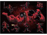 Wandtattoo KOMAR "Deadpool Posing - Größe 100 x 70 cm", schwarz (schwarz, rot), B:100cm H:70cm, Folie, Wandtattoos, Wandtattoo, selbstklebend, Wandsticker, Kinderzimmer