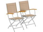 Gartensessel MERXX "Naxos", grau, B:53cm H:89cm T:61cm, Obermaterial: 100% Polyester, Sessel, Gartensessel, 2er Set, Eukalyptusholz/Textil, klappbar, grau